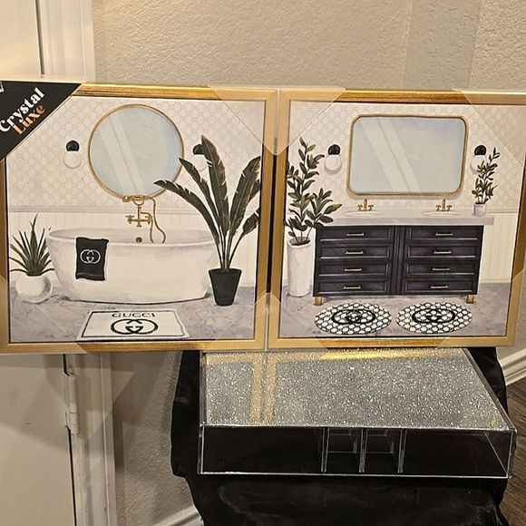 Crystal Luxe Bath Time With Gucci 2-PC Framed Canvas Wall Decor - Picture 5 of 9